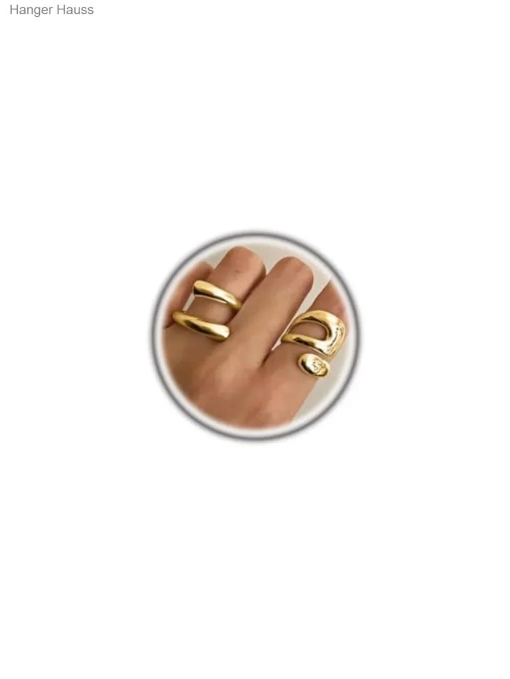 14k Gold Chunky Open Ring Set Double Line Twist Knuckle Ring